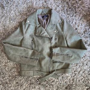 Forever 21 Olive green faux leather jacket